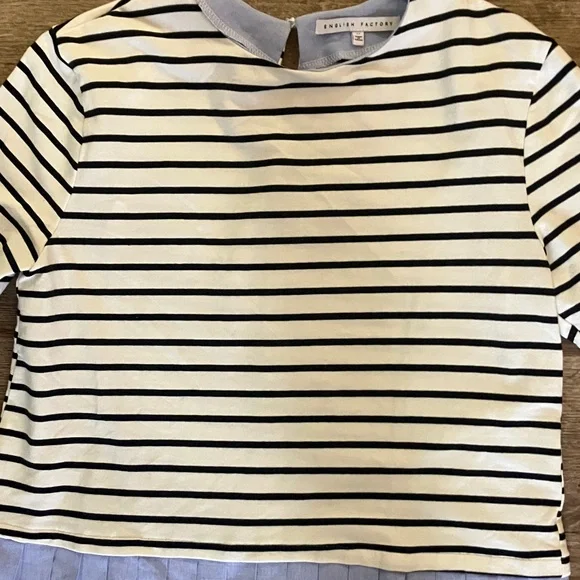 English Factory Striped Long Sleeve Top with Blue Hem - Picture 4 of 12